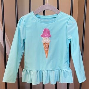 Cat & Jack Girls' Light Aqua Ice Cream Sequin Peplum Swim Top 4T